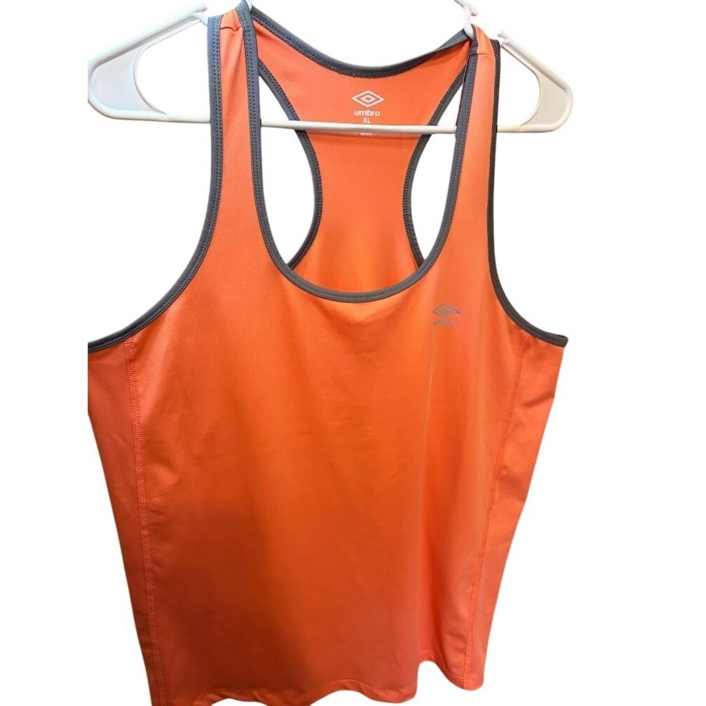 Umbro Womens XL Racerback Athletic Tank Top‎ Orange Grey Soccer Gym Activewear